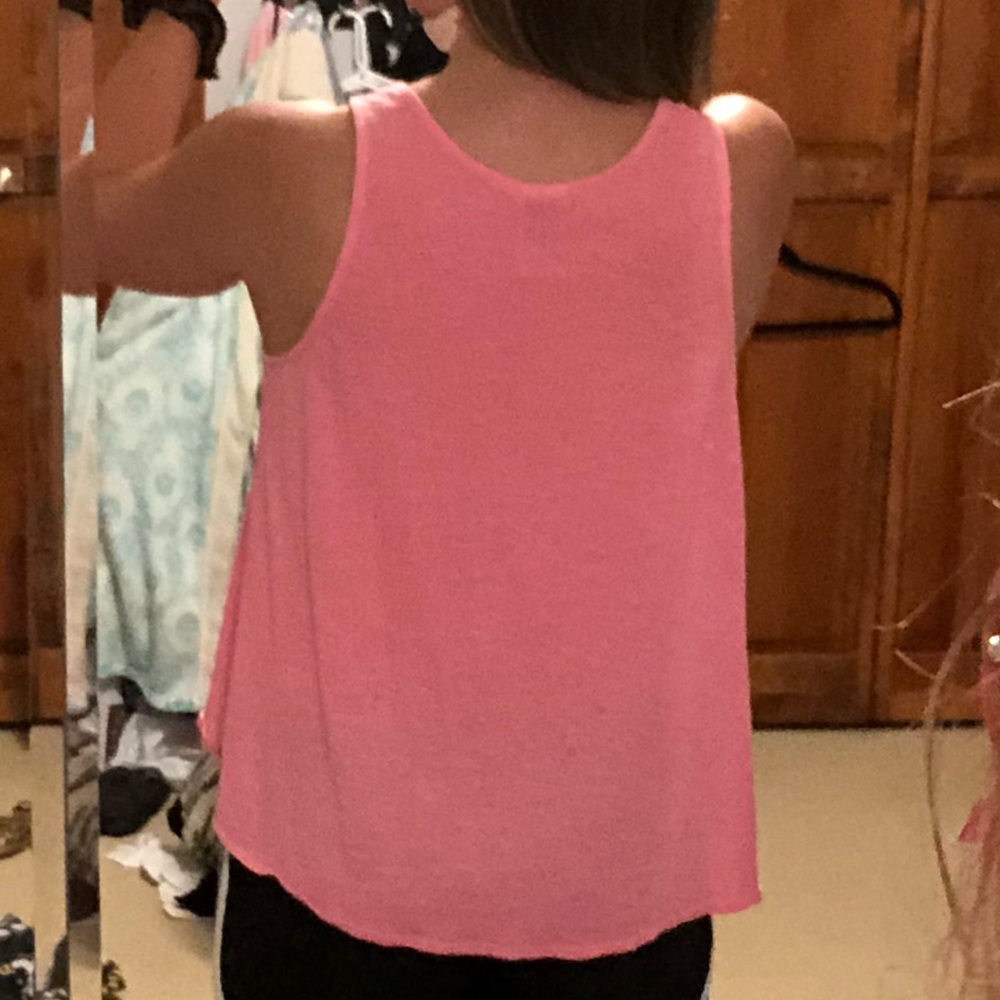 PINK Tank Top Flowey Size Small With Lace Detail - Picture 4 of 5